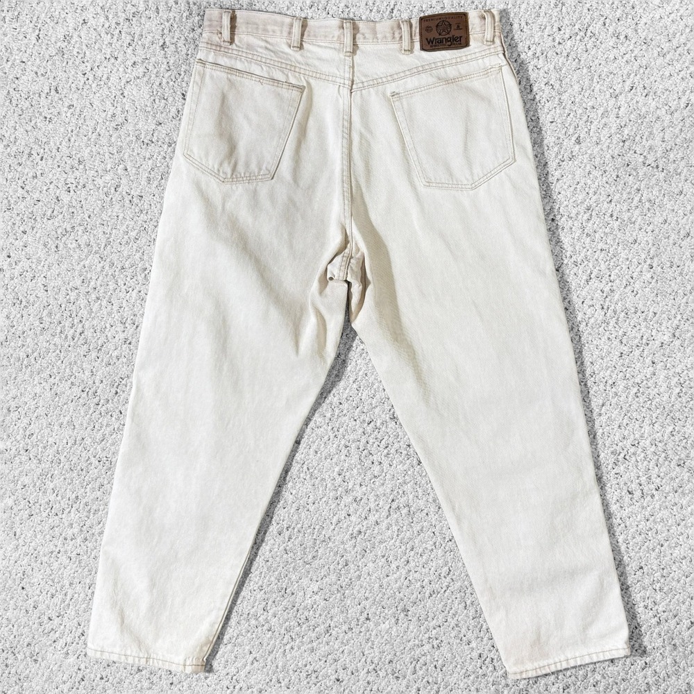 VTG 90s Wrangler Authentic Jeans Mens 36x30 Cream Straight/Tapered Leg Denim